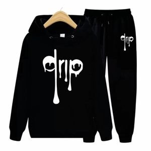 Quality Styled Black Hoodie & Joggers With White Print