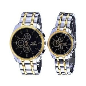 Orlando Couple Black Dial Elegant Wristwatch - Silver & Gold